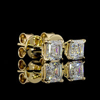 14K Yellow Gold Asscher Cut Lab Diamond Stud Earrings - 1.03 Carat Total Weight (E-F Color, VS Clarity) - Covaloro Fine Jewelry