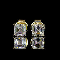 14K Yellow Gold Asscher Cut Lab Diamond Stud Earrings - 1.03 Carat Total Weight (E-F Color, VS Clarity) - Covaloro Fine Jewelry