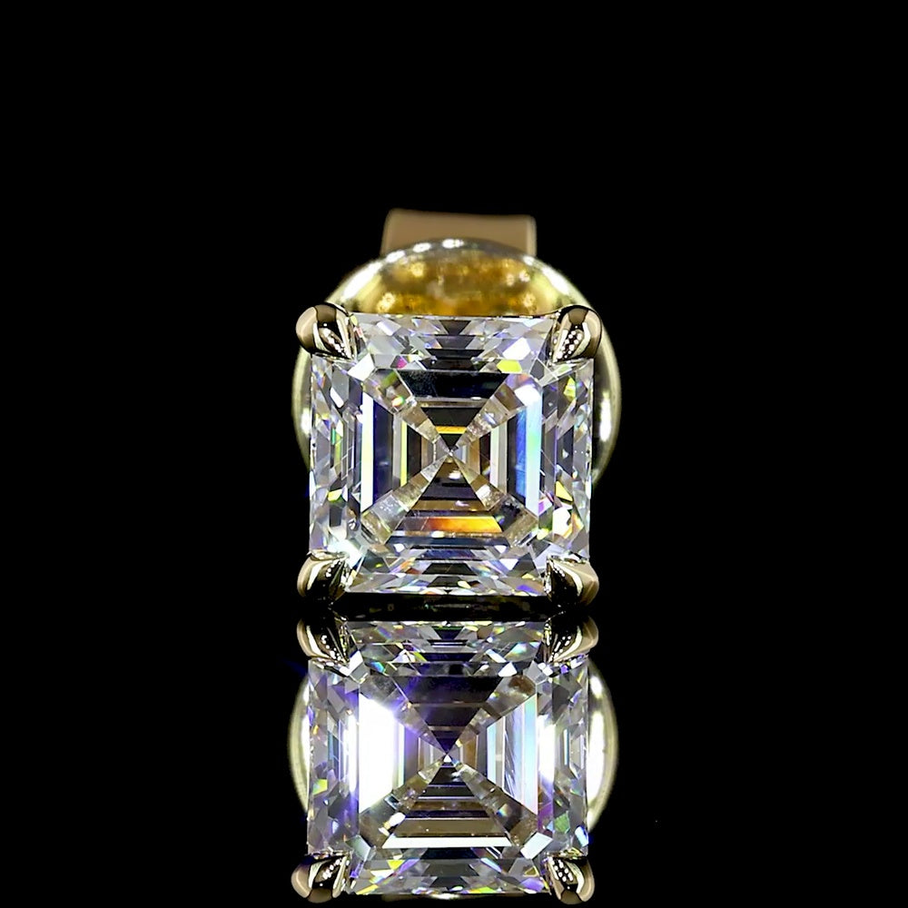 14K Yellow Gold Asscher Cut Lab Diamond Stud Earrings - 1.03 Carat Total Weight (E-F Color, VS Clarity) - Covaloro Fine Jewelry