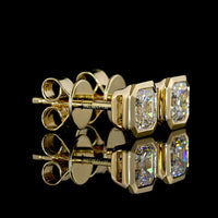 14K Yellow Gold Asscher Cut Lab Diamond Stud Earrings - 1.06 Carat Total Weight D VVS2 IGI Certified - Covaloro Fine Jewelry