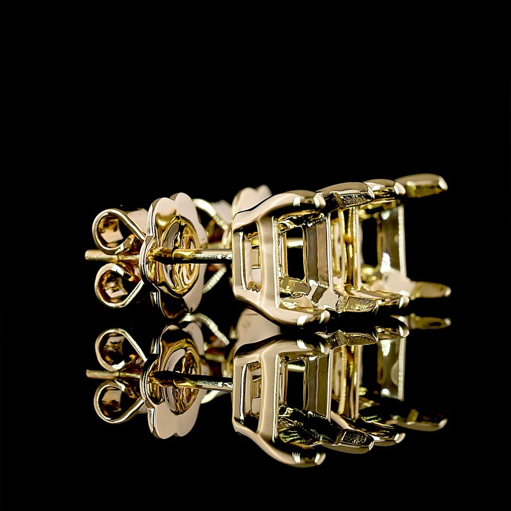 14K Yellow Gold Asscher Cut Lab Diamond Stud Earrings - 3.40 Carat Total Weight, E-F VVS2 Clarity - Covaloro Fine Jewelry