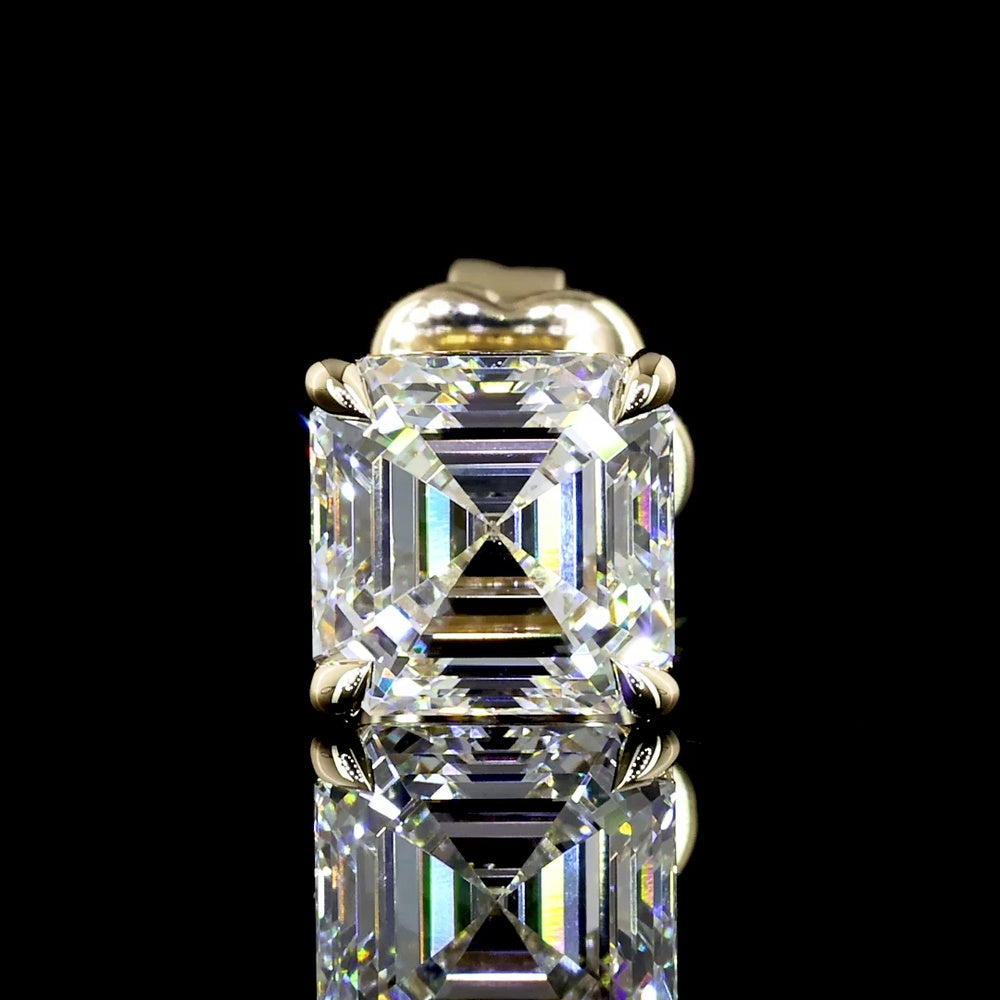 14K Yellow Gold Asscher Cut Lab Diamond Stud Earrings - D Color VVS1/VVS2 Clarity - 2.40 Carat Total Weight - Covaloro Fine Jewelry