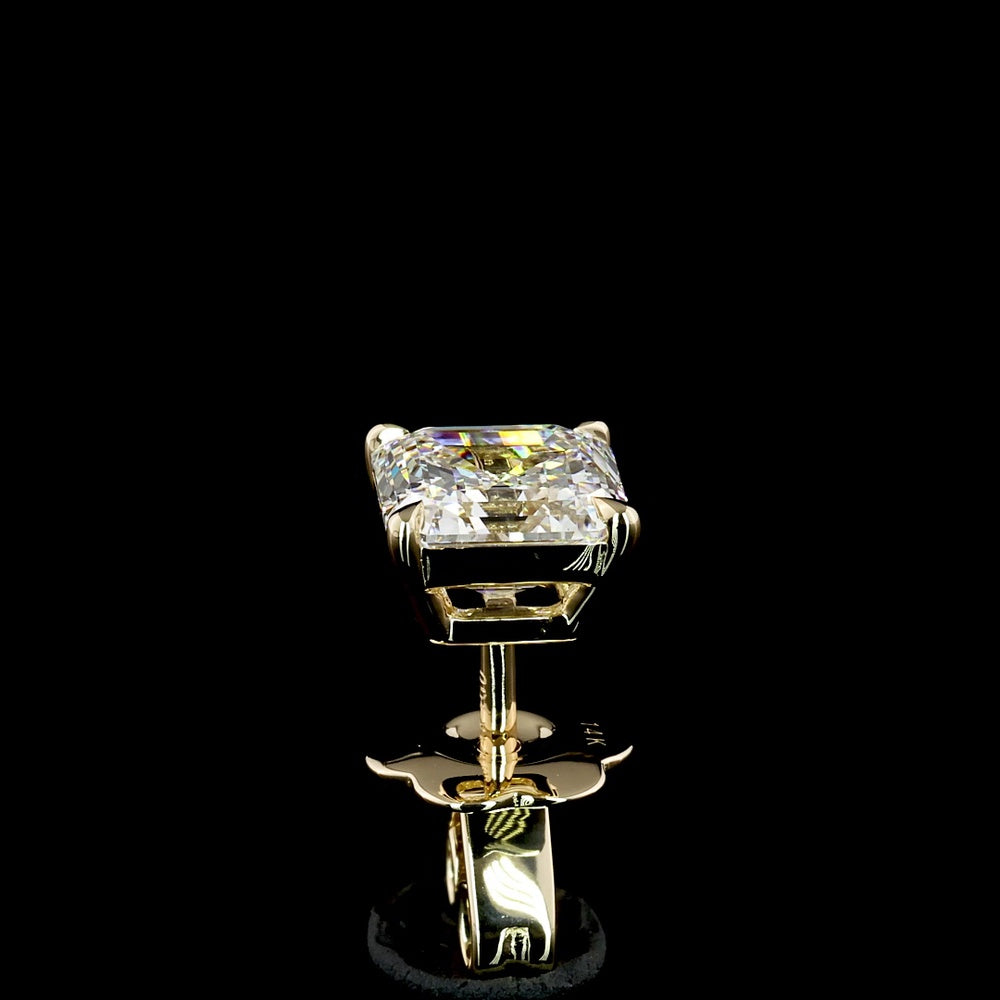 14K Yellow Gold Asscher Cut Lab Diamond Stud Earrings - D Color VVS1/VVS2 Clarity - 2.40 Carat Total Weight - Covaloro Fine Jewelry