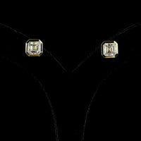 14K Yellow Gold Asscher Cut Lab Diamond Stud Earrings with Bezel Setting - 4.59 Carats Total Diamond Weight - Covaloro Fine Jewelry