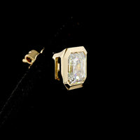 14K Yellow Gold Asscher Cut Lab Diamond Stud Earrings with Bezel Setting - 4.59 Carats Total Diamond Weight - Covaloro Fine Jewelry