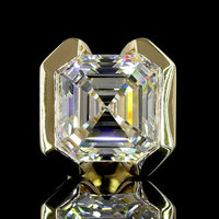 14K Yellow Gold Asscher Cut Lab Diamond Stud Earrings with Half Bezel Setting - 4.04 Carat Total Weight (E-F VS1 Clarity) - Covaloro Fine Jewelry