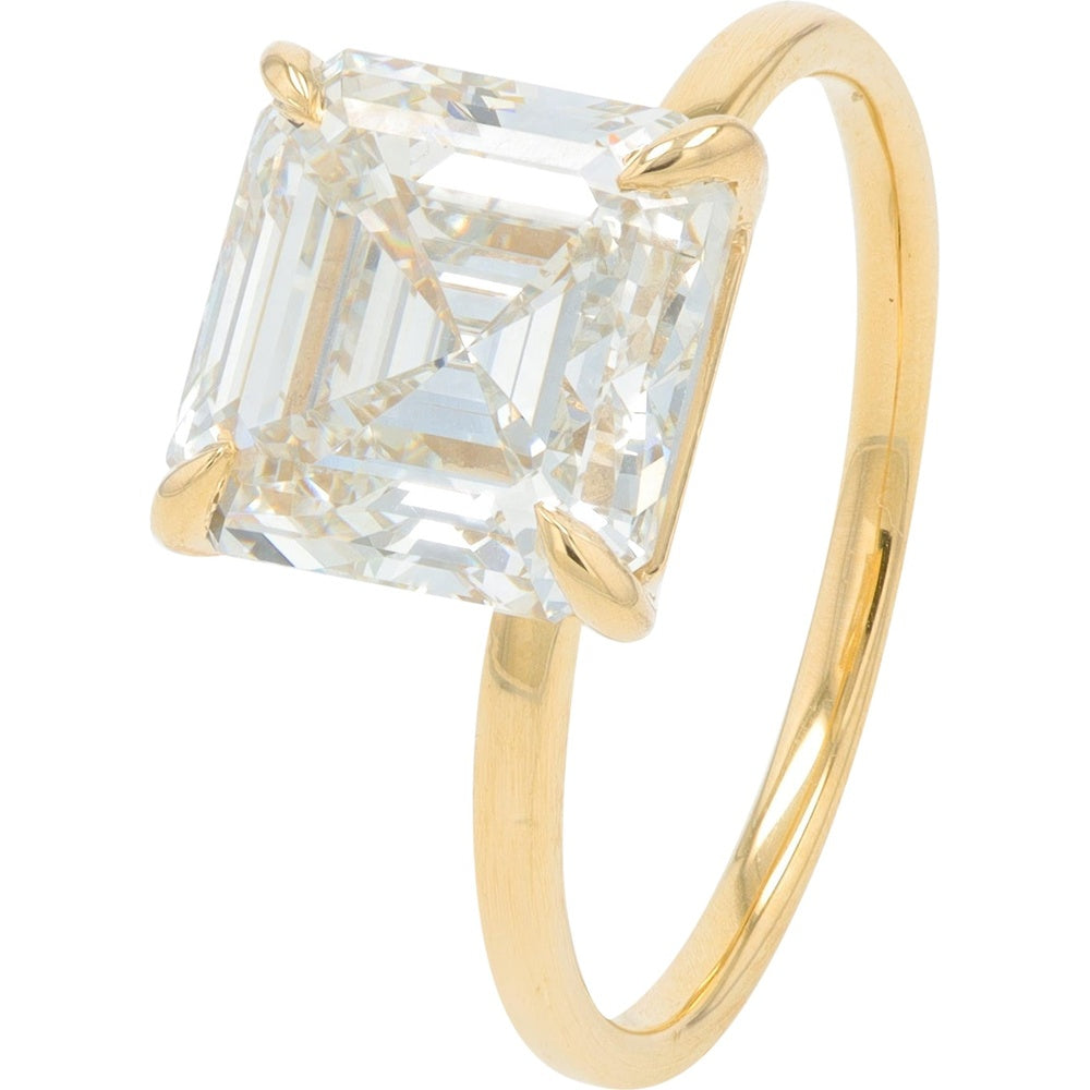 14K Yellow Gold Asscher Cut Lab Grown Diamond Engagement Ring - 2.00 Carat Total Diamond Weight