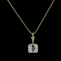 14K Yellow Gold Asscher Cut Solitaire Pendant with Black Rhodium Accents - 5.00 Carat Lab Grown Diamond (E-F Color, VVS2 Clarity, IGI Certified) - Covaloro Fine Jewelry
