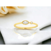 14K Yellow Gold Asymmetric Ring with Bezel-Set Marquise and Round Diamonds - 0.17 Carat Total Diamond Weight - Royal Jewelry