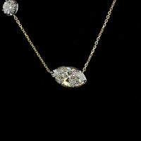 14K Yellow Gold Asymmetric Station Pendant with 2.80 Carats Marquise Cut Lab Diamond (F VVS2) with Black Rhodium Prongs and 0.74 Carats Brilliant Cut Lab Diamond Accent - Covaloro Fine Jewelry