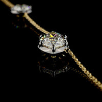 14K Yellow Gold Asymmetric Station Pendant with 2.80 Carats Marquise Cut Lab Diamond (F VVS2) with Black Rhodium Prongs and 0.74 Carats Brilliant Cut Lab Diamond Accent - Covaloro Fine Jewelry