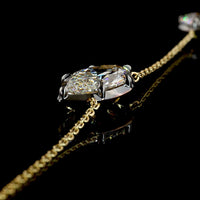 14K Yellow Gold Asymmetric Station Pendant with 2.80 Carats Marquise Cut Lab Diamond (F VVS2) with Black Rhodium Prongs and 0.74 Carats Brilliant Cut Lab Diamond Accent - Covaloro Fine Jewelry