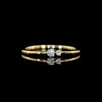 14K Yellow Gold Asymmetric Two-Stone Ring with Round Brilliant Cut Lab Diamonds - 0.07 Carats Total Diamond Weight - Covaloro Fine Jewelry