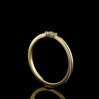 14K Yellow Gold Asymmetric Two-Stone Ring with Round Brilliant Cut Lab Diamonds - 0.07 Carats Total Diamond Weight - Covaloro Fine Jewelry