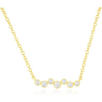 14K Yellow Gold Asymmetrical Station Necklace with Bezel-Set Round Diamonds - 0.15 Carat Total Diamond Weight - Royal Jewelry