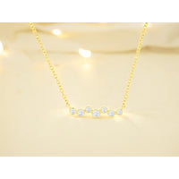 14K Yellow Gold Asymmetrical Station Necklace with Bezel-Set Round Diamonds - 0.15 Carat Total Diamond Weight - Royal Jewelry