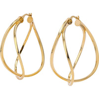 14K Yellow Gold Asymmetrical Twisted Hoops - Modern Elegance