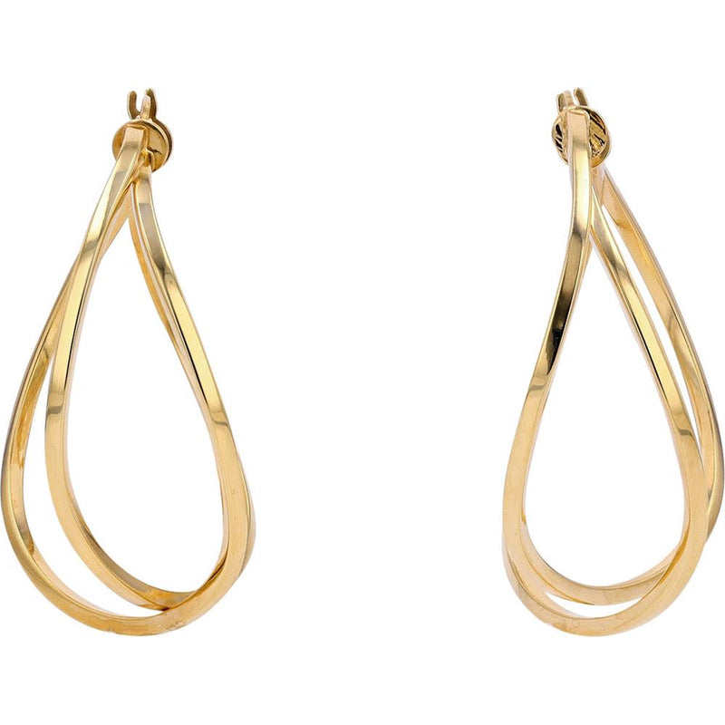 14K Yellow Gold Asymmetrical Twisted Hoops - Modern Elegance