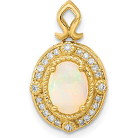 14K Yellow Gold Austrian Opal and Diamond Halo Pendant - 1.25 Carat Opal, 0.13 Carat Diamond Total Weight by Monteluci Fine Jewelry