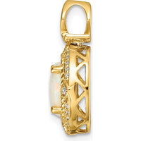 14K Yellow Gold Austrian Opal and Diamond Halo Pendant - 1.25 Carat Opal, 0.13 Carat Diamond Total Weight by Monteluci Fine Jewelry