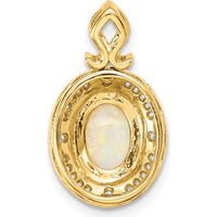 14K Yellow Gold Austrian Opal and Diamond Halo Pendant - 1.25 Carat Opal, 0.13 Carat Diamond Total Weight by Monteluci Fine Jewelry