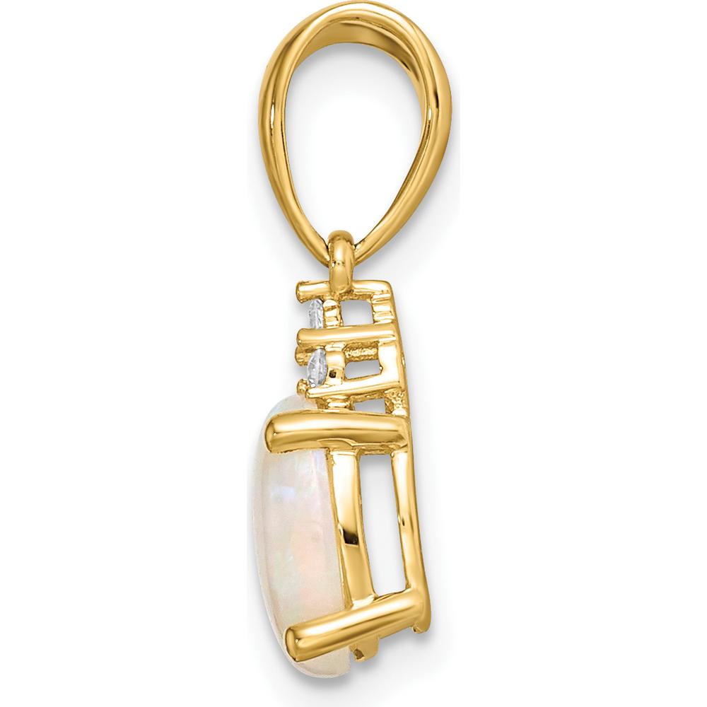 14K Yellow Gold Austrian Opal and Diamond Pendant - 0.75 Carat Opal, 0.015 Carat Diamonds by Monteluci Fine Jewelry