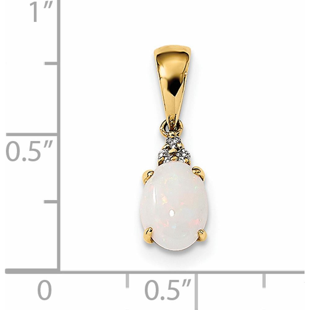 14K Yellow Gold Austrian Opal and Diamond Pendant - 0.75 Carat Opal, 0.015 Carat Diamonds by Monteluci Fine Jewelry