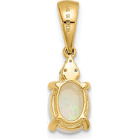 14K Yellow Gold Austrian Opal and Diamond Pendant - 0.75 Carat Opal, 0.015 Carat Diamonds by Monteluci Fine Jewelry