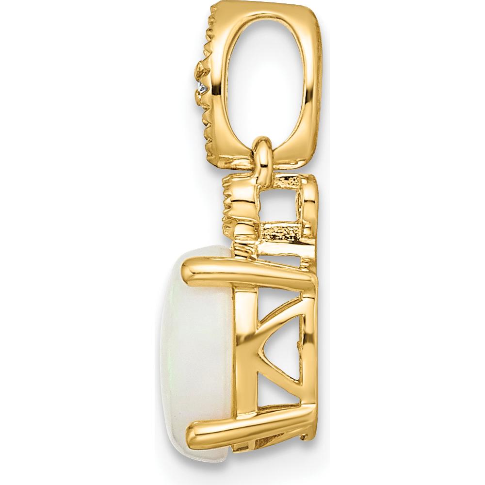 14K Yellow Gold Austrian Opal and Diamond Pendant with Oval Opal and Round Diamonds - 0.73 Carat Total Weight by Monteluci Fine Jewelry