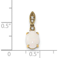 14K Yellow Gold Austrian Opal and Diamond Pendant with Oval Opal and Round Diamonds - 0.73 Carat Total Weight by Monteluci Fine Jewelry