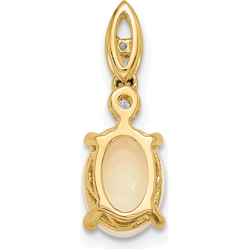 14K Yellow Gold Austrian Opal and Diamond Pendant with Oval Opal and Round Diamonds - 0.73 Carat Total Weight by Monteluci Fine Jewelry