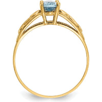 14K Yellow Gold Baby & Children's Ring with Oval Synthetic Aquamarine - 0.20 Carat Total Weight by Oro Pregiato
