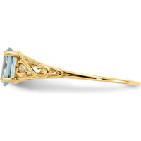 14K Yellow Gold Baby & Children's Ring with Oval Synthetic Aquamarine - 0.20 Carat Total Weight by Oro Pregiato