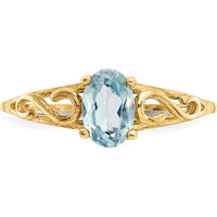 14K Yellow Gold Baby & Children's Ring with Oval Synthetic Aquamarine - 0.20 Carat Total Weight by Oro Pregiato