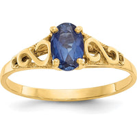 14K Yellow Gold Baby & Children's Ring with Synthetic Sapphire Spinel - September Birthstone by Oro Pregiato