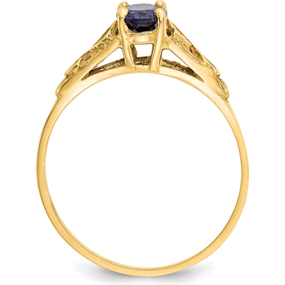14K Yellow Gold Baby & Children's Ring with Synthetic Sapphire Spinel - September Birthstone by Oro Pregiato