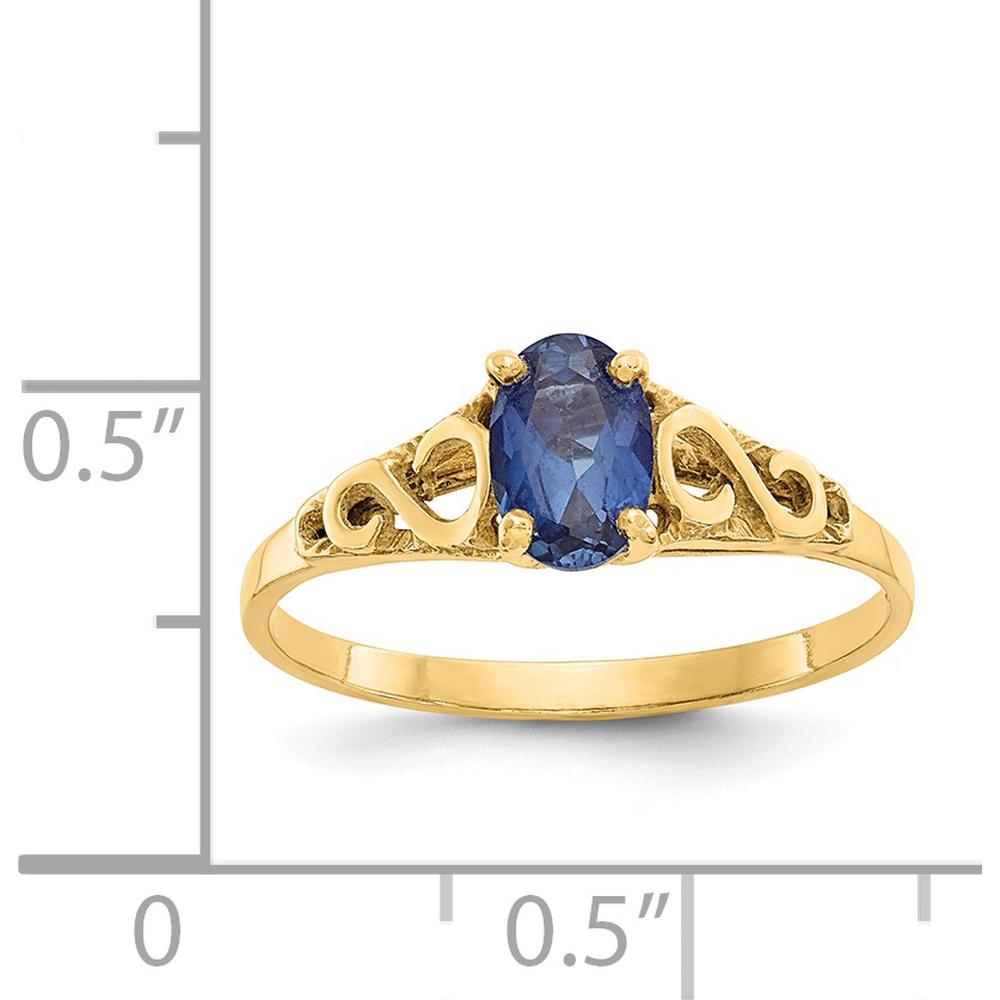 14K Yellow Gold Baby & Children's Ring with Synthetic Sapphire Spinel - September Birthstone by Oro Pregiato