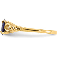 14K Yellow Gold Baby & Children's Ring with Synthetic Sapphire Spinel - September Birthstone by Oro Pregiato