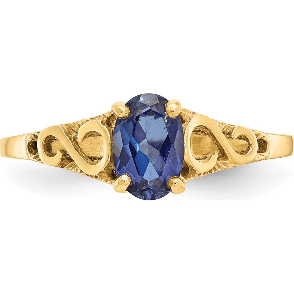 14K Yellow Gold Baby & Children's Ring with Synthetic Sapphire Spinel - September Birthstone by Oro Pregiato
