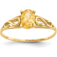 14K Yellow Gold Baby & Children's Synthetic Citrine Ring with Polished Finish - 6.3mm Top Length by Oro Pregiato