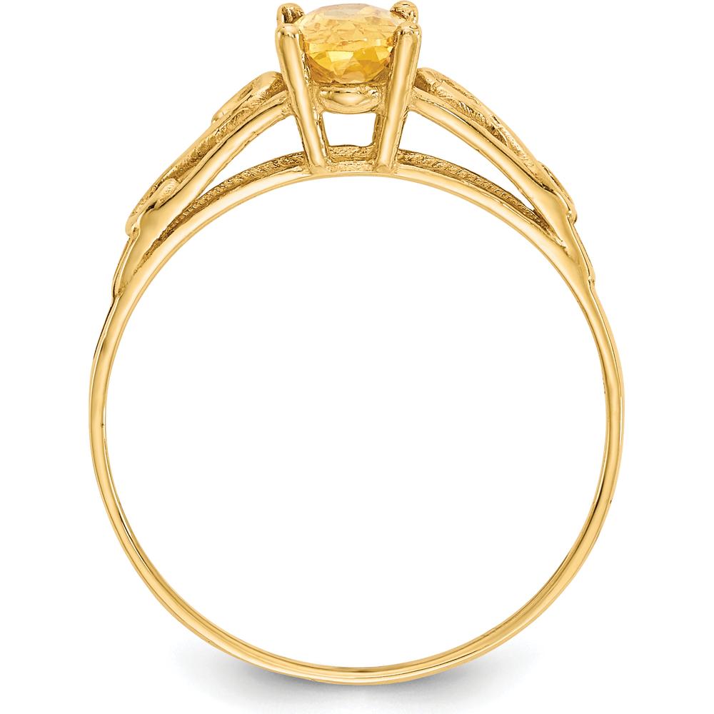 14K Yellow Gold Baby & Children's Synthetic Citrine Ring with Polished Finish - 6.3mm Top Length by Oro Pregiato