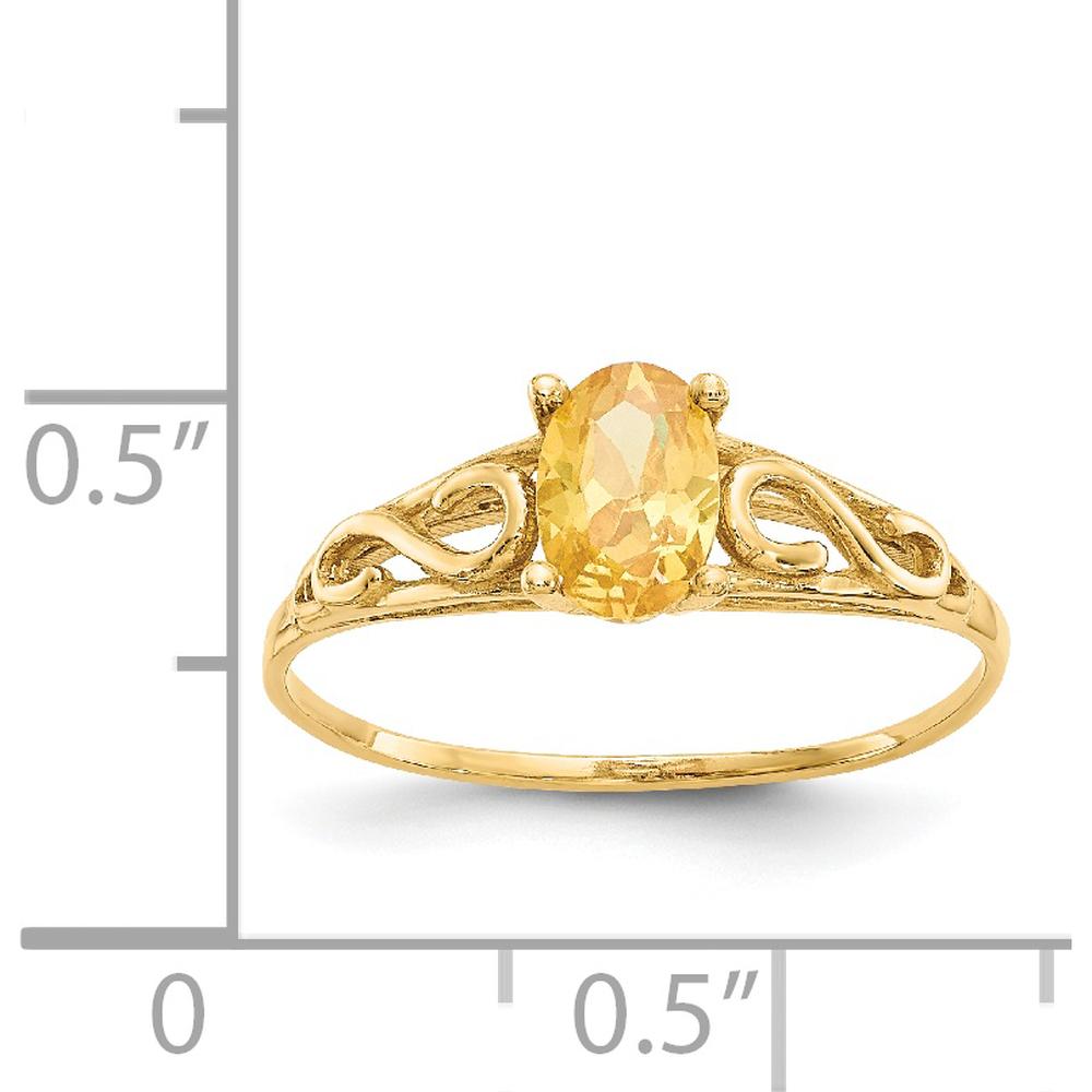 14K Yellow Gold Baby & Children's Synthetic Citrine Ring with Polished Finish - 6.3mm Top Length by Oro Pregiato
