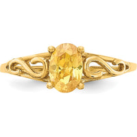 14K Yellow Gold Baby & Children's Synthetic Citrine Ring with Polished Finish - 6.3mm Top Length by Oro Pregiato