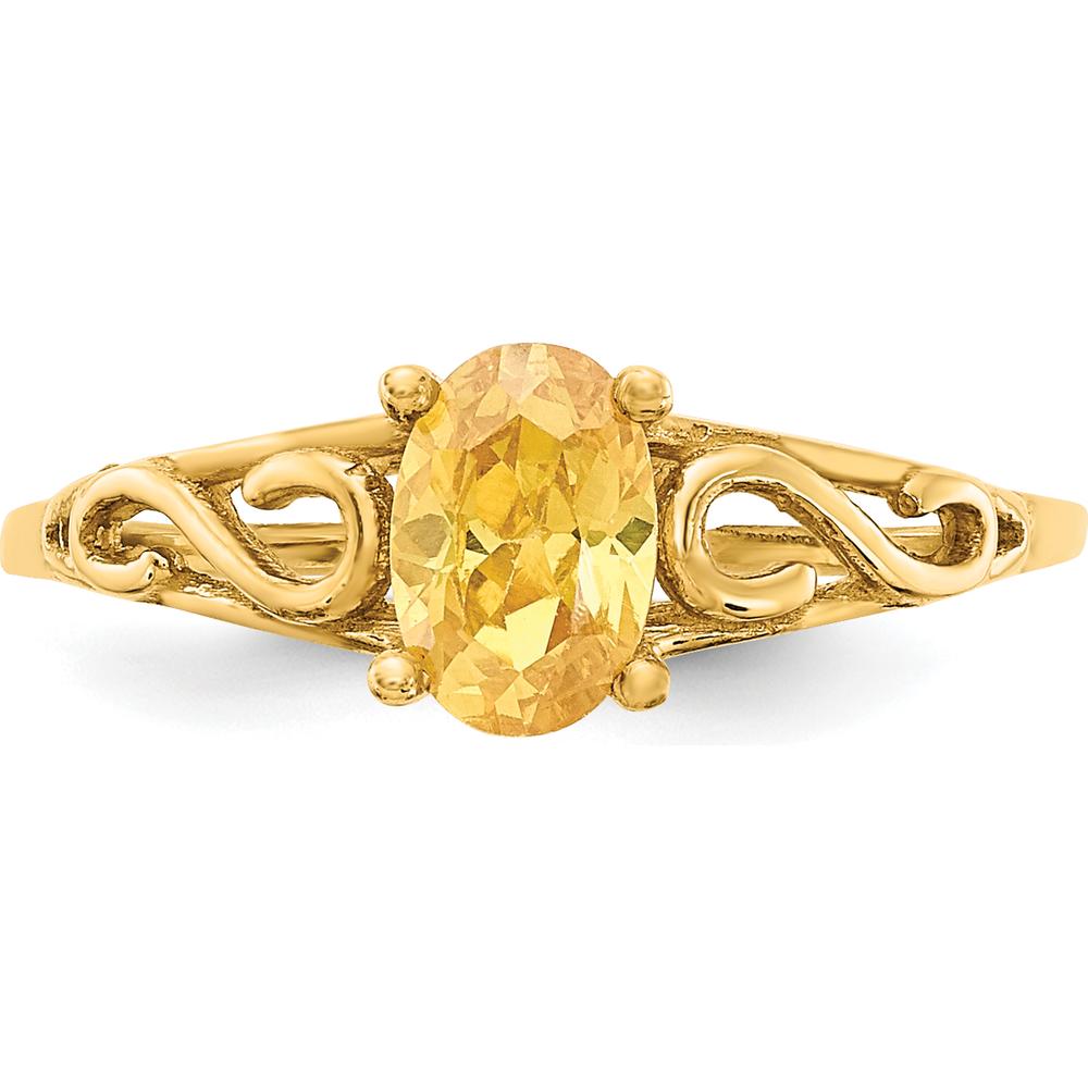 14K Yellow Gold Baby & Children's Synthetic Citrine Ring with Polished Finish - 6.3mm Top Length by Oro Pregiato