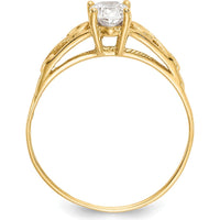 14K Yellow Gold Baby & Children's Synthetic White Spinel Ring - Polished Finish - Ideal for April Birthdays by Oro Pregiato