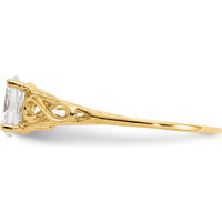 14K Yellow Gold Baby & Children's Synthetic White Spinel Ring - Polished Finish - Ideal for April Birthdays by Oro Pregiato
