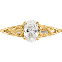 14K Yellow Gold Baby & Children's Synthetic White Spinel Ring - Polished Finish - Ideal for April Birthdays by Oro Pregiato