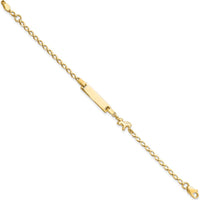 14K Yellow Gold Baby/Child 6" ID Bracelet with Polished Finish and Horse Charm by Oro Pregiato