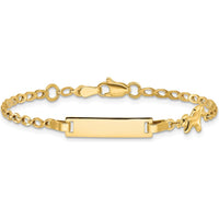14K Yellow Gold Baby/Child 6" ID Bracelet with Polished Finish and Horse Charm by Oro Pregiato