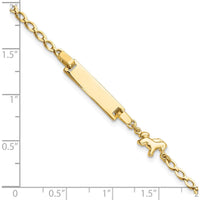 14K Yellow Gold Baby/Child 6" ID Bracelet with Polished Finish and Horse Charm by Oro Pregiato